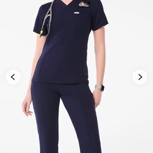 Figs Navy V-Neck Medical Scrub Top with bottoms (full set)